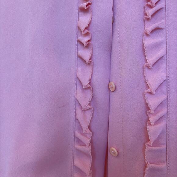 Balenciaga baby pink silk ruffled blouse frilly chic girly button down size 36 - Picture 6 of 9